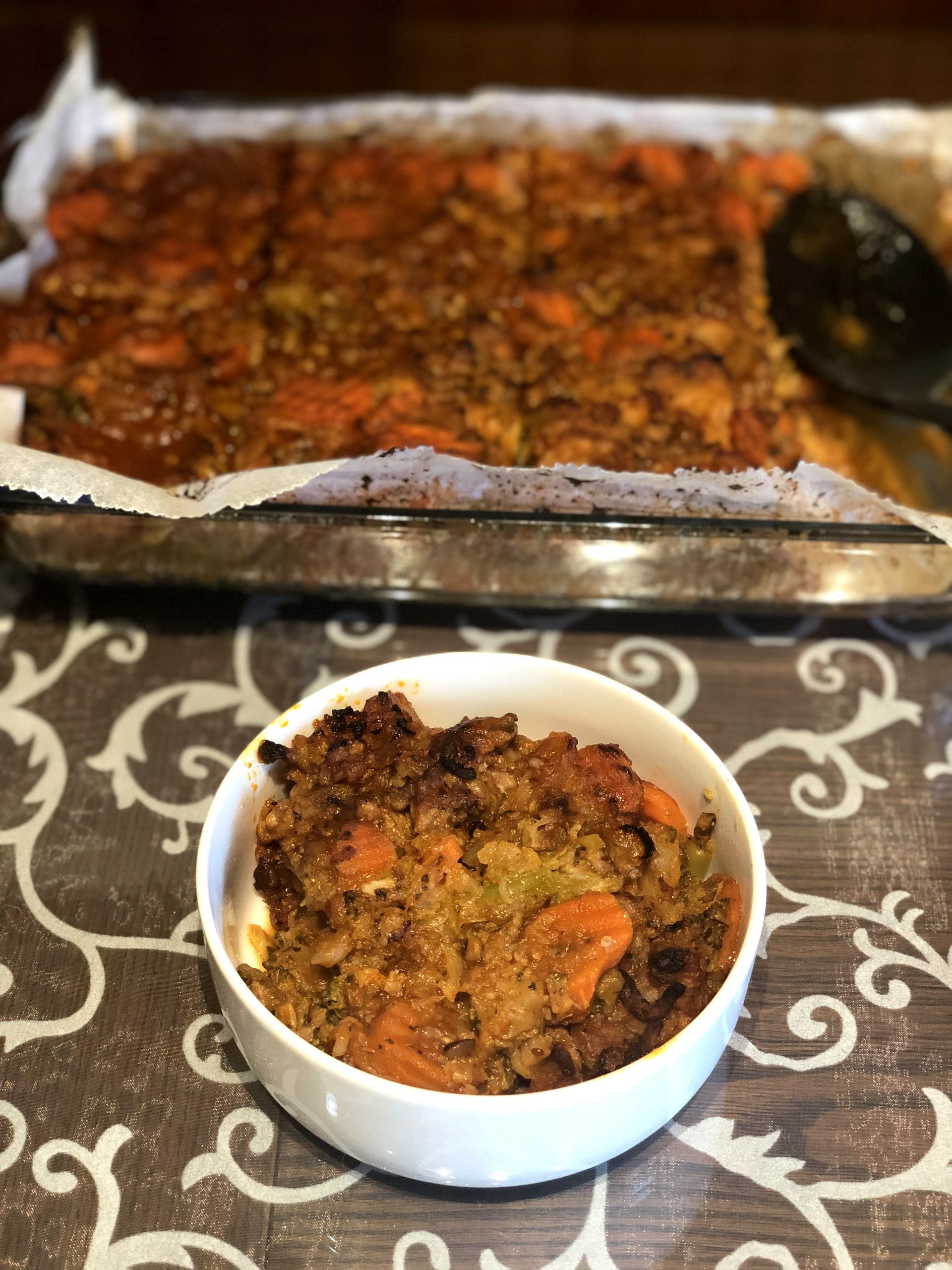 Baked minced meat with tomato sauce